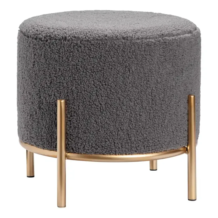 Round Sherpa Upholstered Stool