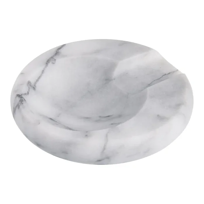 Round White Marble Indented Spoon Rest