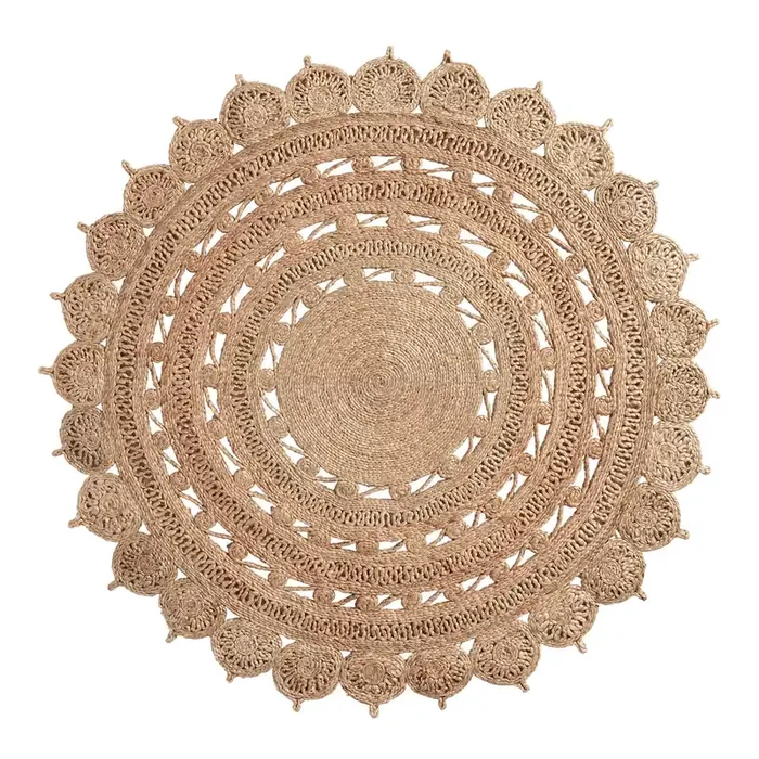 Round Woven Medallion Jute Area Rug