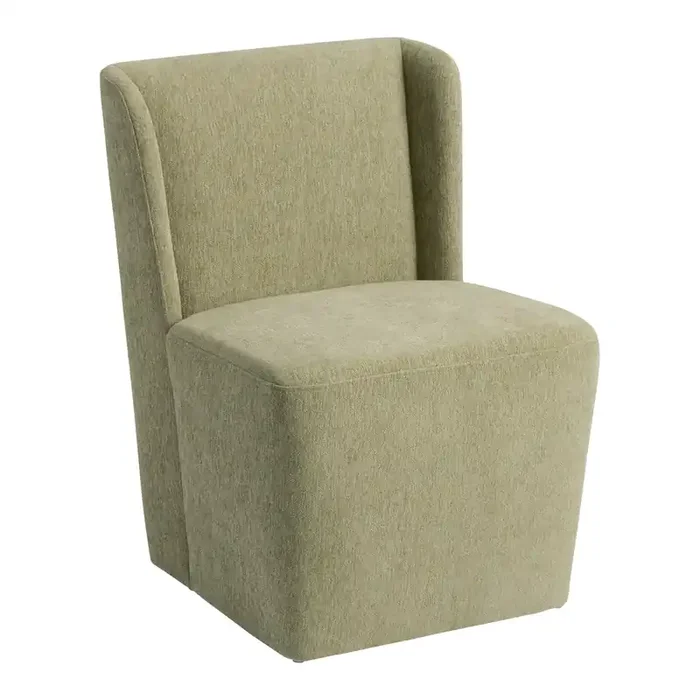 Roya Wingback Upholstered Rolling Dining Chair
