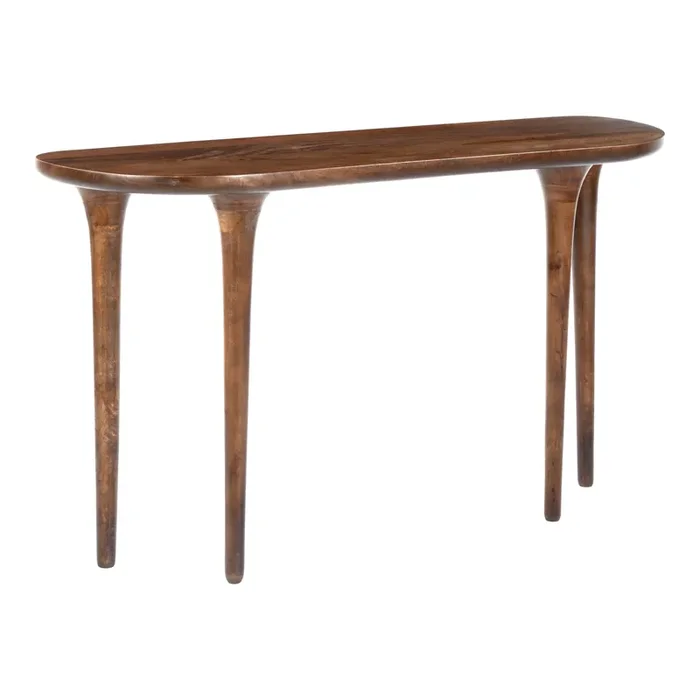 Rune Oval Walnut Mid Century Console Table