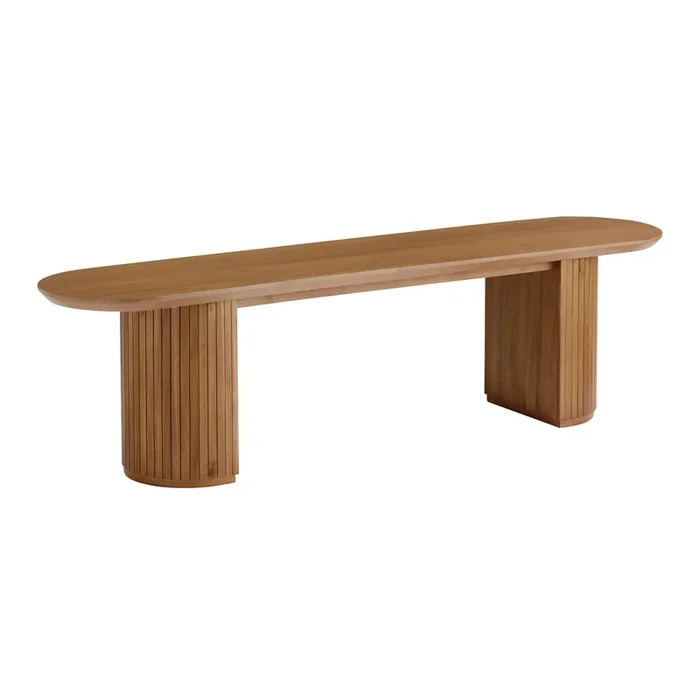 Russo Oval Fluted Wood Dining Bench