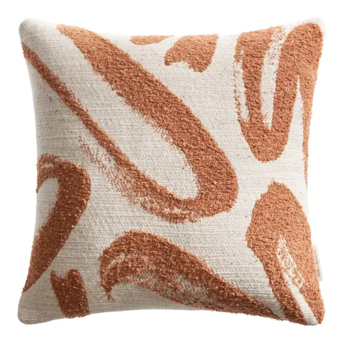 Rust And Ivory Abstract Brushstrokes Throw Pillow