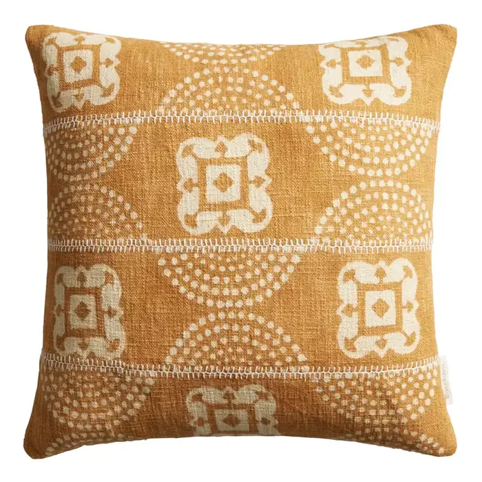 Rust Block Print Medallion Throw Pillow
