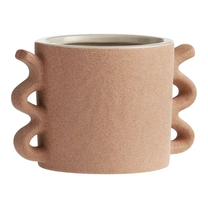 Rust Ceramic Planter With Wave Handles
