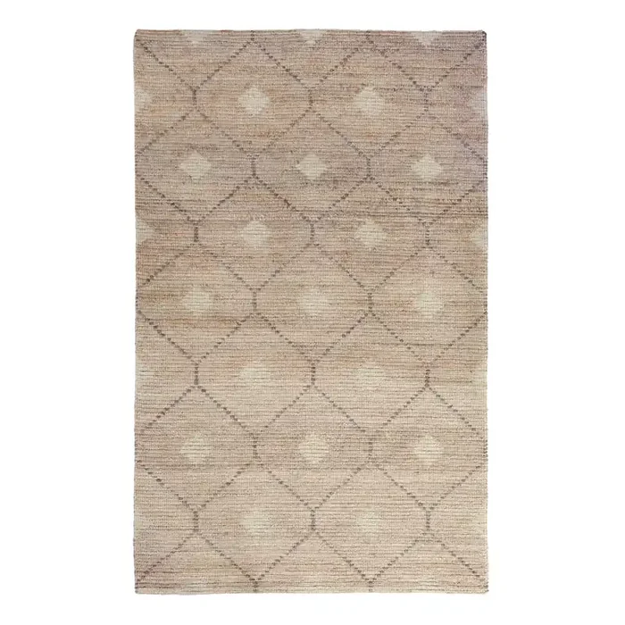 Rustica Tan and Gray Lattice Jute and Wool Area Rug