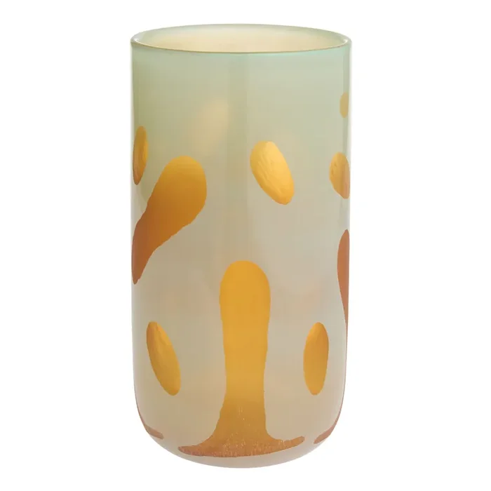 Sage and Bronze Glass Organic Vase