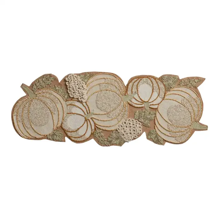 Sage Green Beaded Pumpkin Table Runner