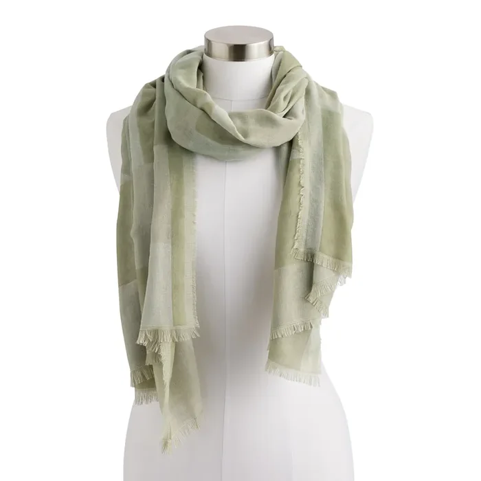 Sage Green Recycled Yarn Abstract Scarf