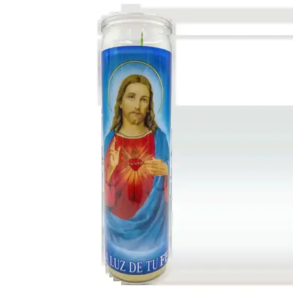 Sagrado Corazon De Jesus White Candle tall