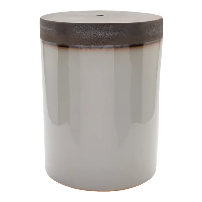 Sandy Dark Brown and Gray Ceramic Cylinder Side Table