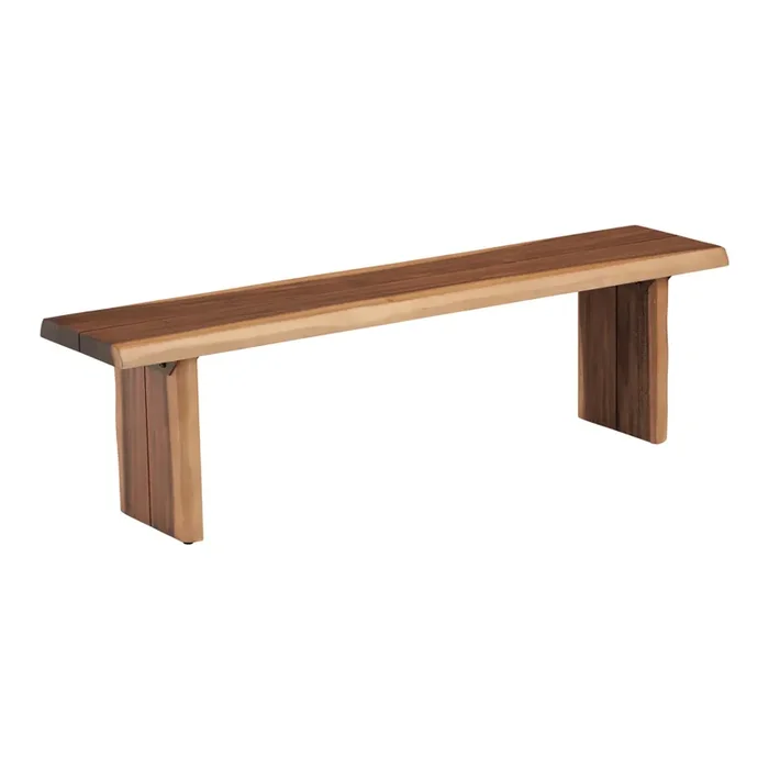 Sansur Rustic Pecan Live Edge Wood Dining Bench