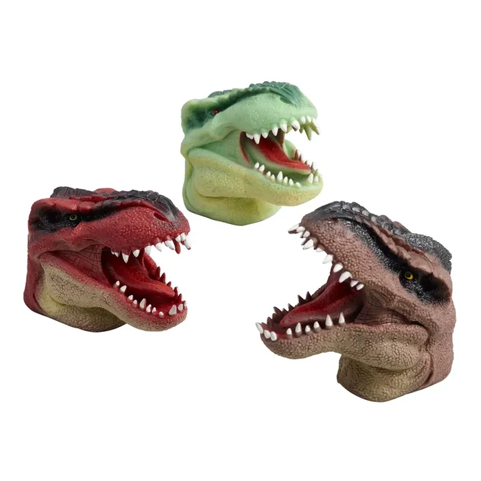Schylling Rubber Dinosaur Hand Puppet Set Of 3