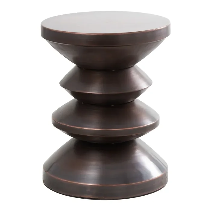 Scurr Round Metal Tiered Geo Side Table