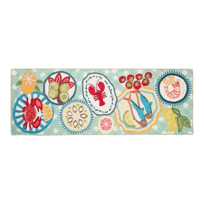 Seafood Picnic Beaded Table Runner