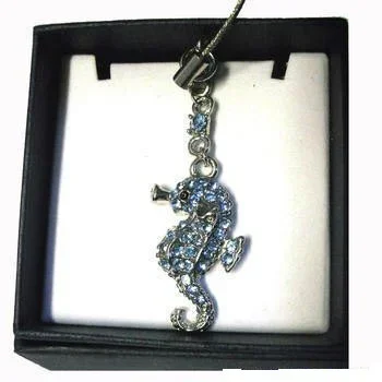Seahorse With Blue Stones Phone Charm