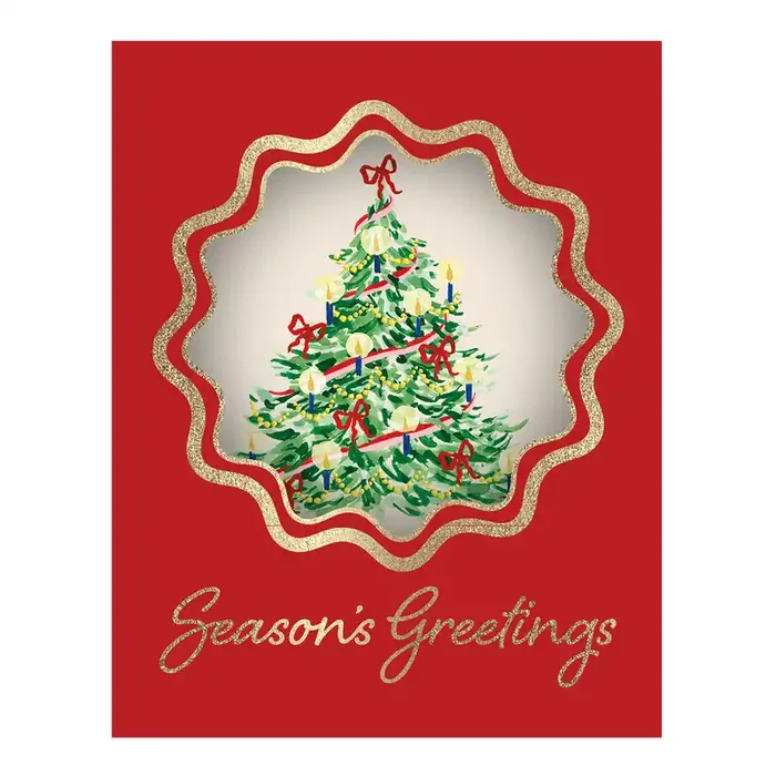 Season‘s Greetings Tree Die-Cut Boxed Holiday Cards 15 Count