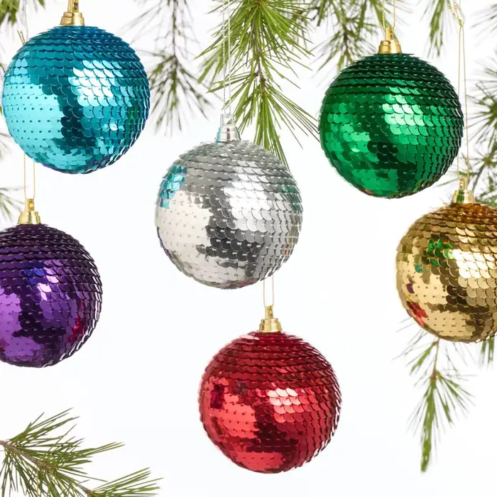 Sequin Ball Ornaments 6 Pack