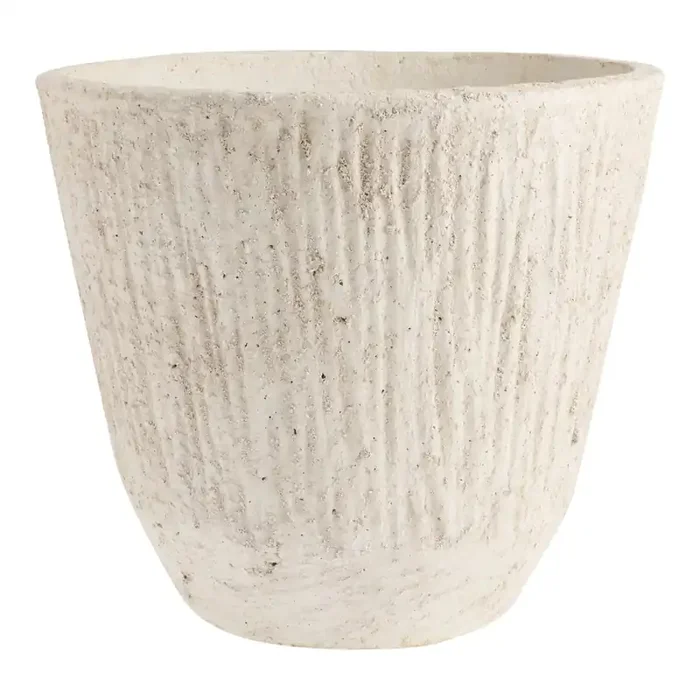 Shannon Ivory Paper Mache Ribbed Planter