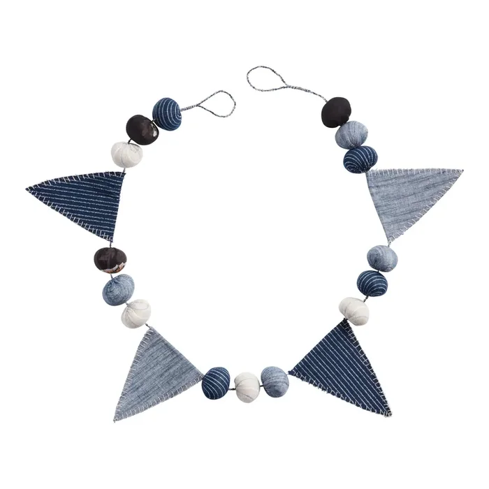 Silaiwali Blue Upcycled Fabric Pennant Garland