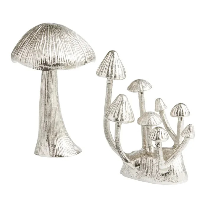 Silver Metal Mushroom Decor