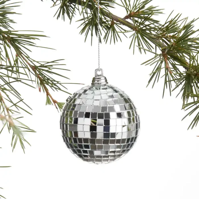 Silver Mirrored Disco Ball Ornaments Set of 3
