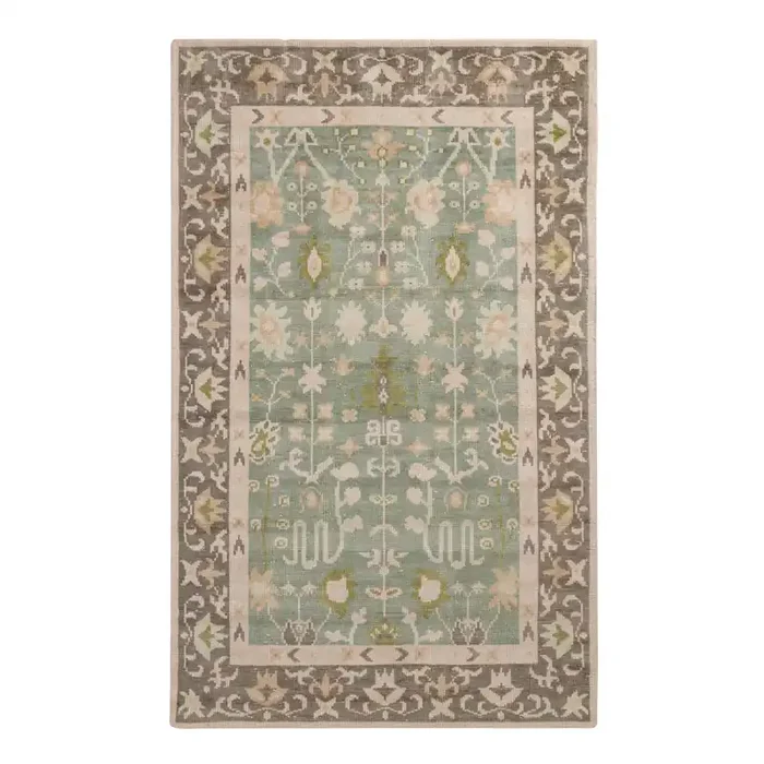Sita Green Hand Knotted Wool Traditional Style Area Rug