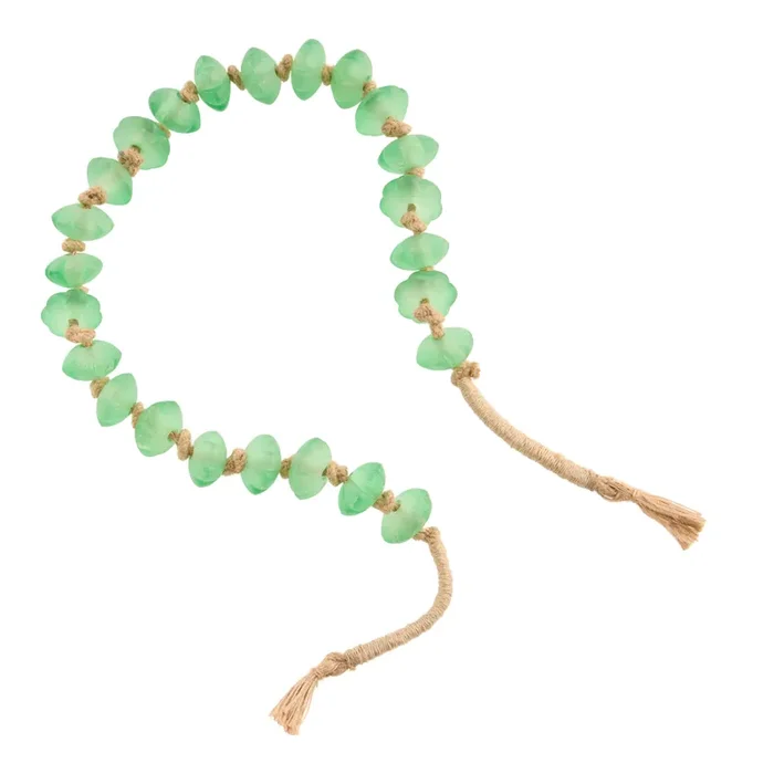 Small Green Glass Flower Bead Garland Decor