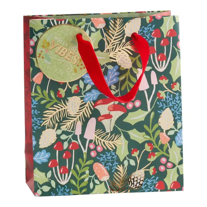 Small Green Woodland Branches Holiday Gift Bag