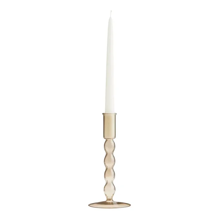Smoke Gray Glass Taper Candle Holder