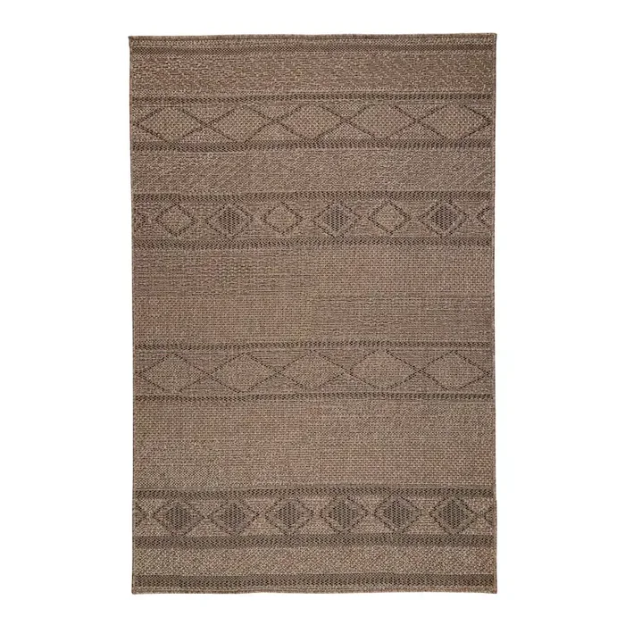 Sol Diamond Stripe Black and Natural Geo Indoor Outdoor Rug