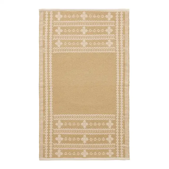 Sol Gold and Ivory Geo Cotton Blend Reversible Area Rug