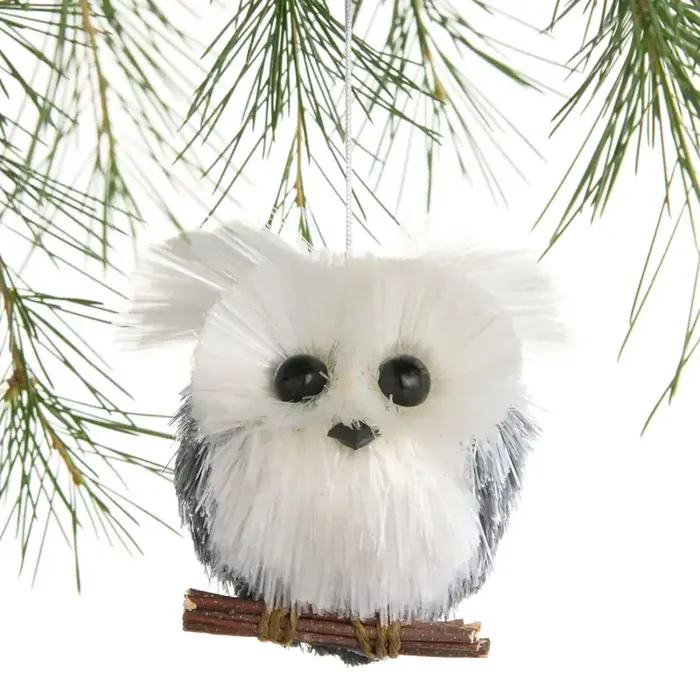 Sparkly Owl on Twig Ornament