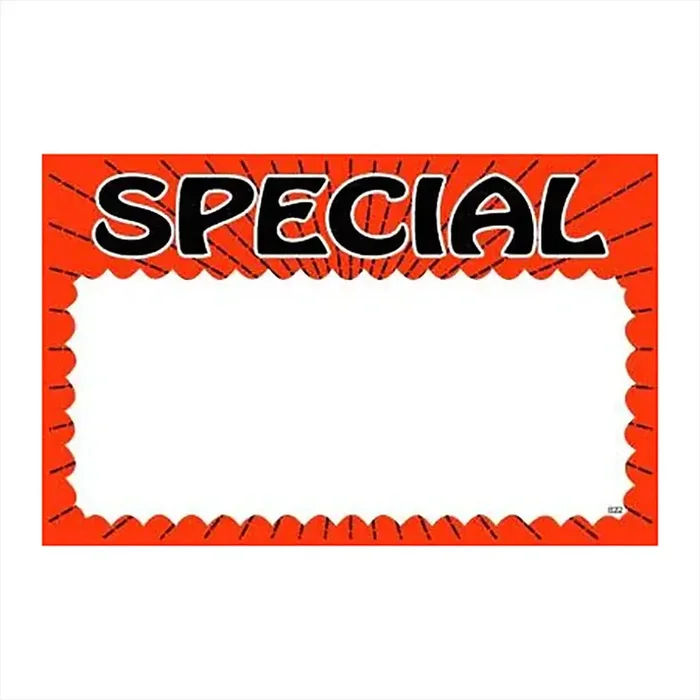 Special Red Print Sign Card Glossy 3.5″ x 5.5″