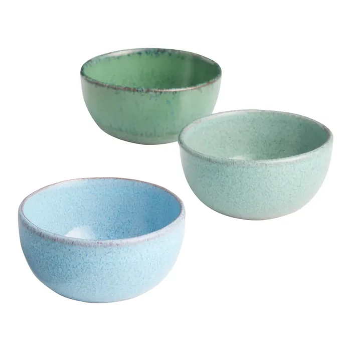Speckled Reactive Glaze Ceramic Pinch Bowls Set of 3