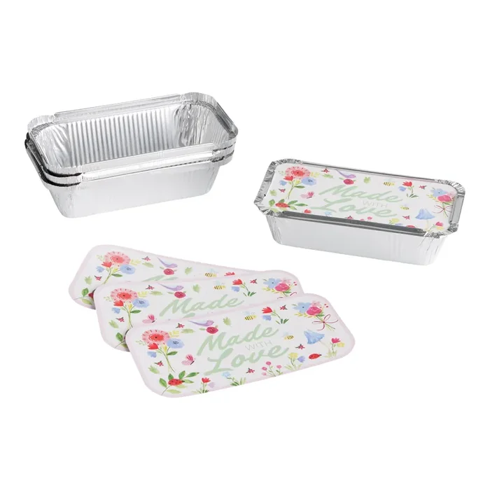 Spring Floral Bake Away Loaf Pans with Lids 4 Pack