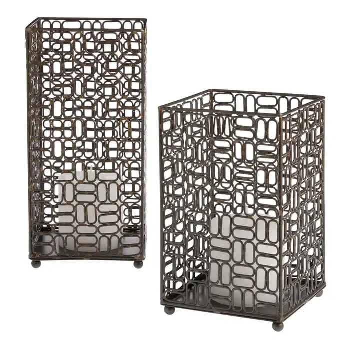 Square Iron Loop Hurricane Candle Holder