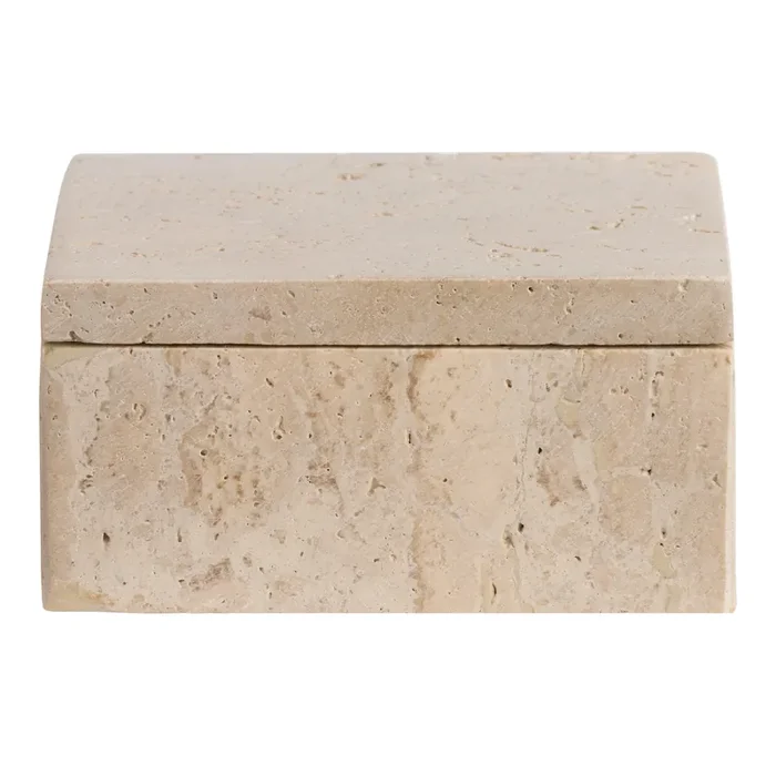 Square Natural Travertine Trinket Box