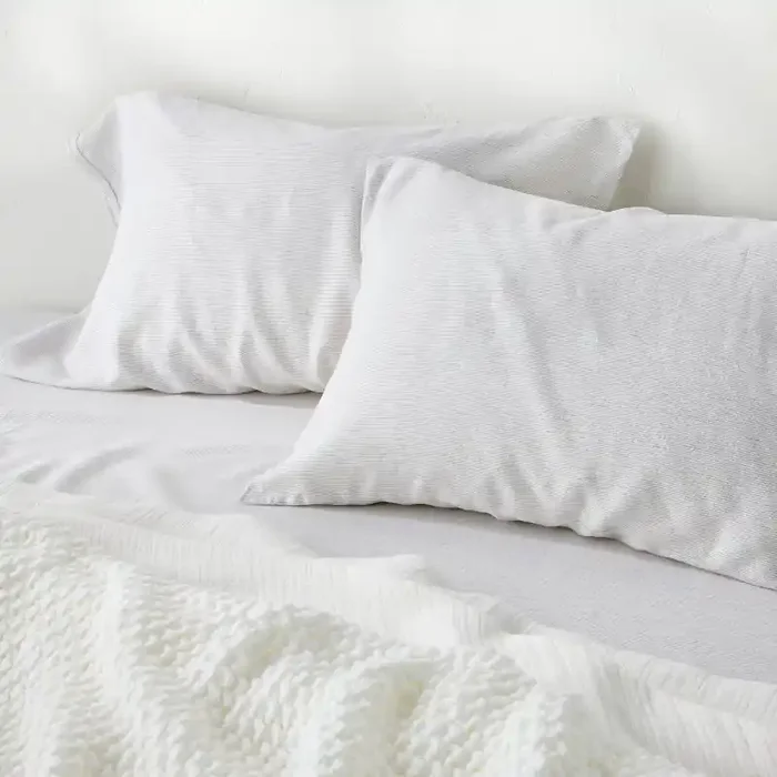 Standard 100% Linen Pillowcases Dark Gray Micro Striped – Casaluna™