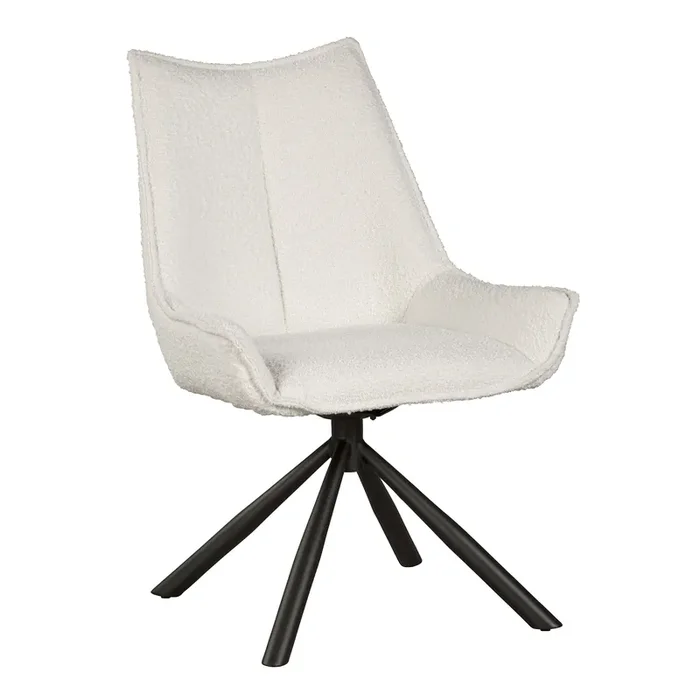 Stewart Ivory Boucle Upholstered Swivel Dining Chair