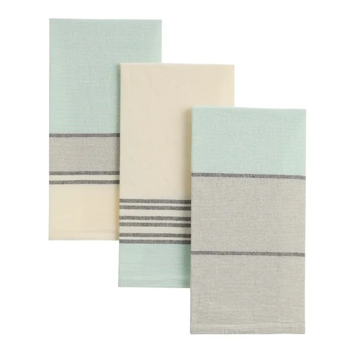 Striped Cotton Slub Kitchen Towel 3 Pack