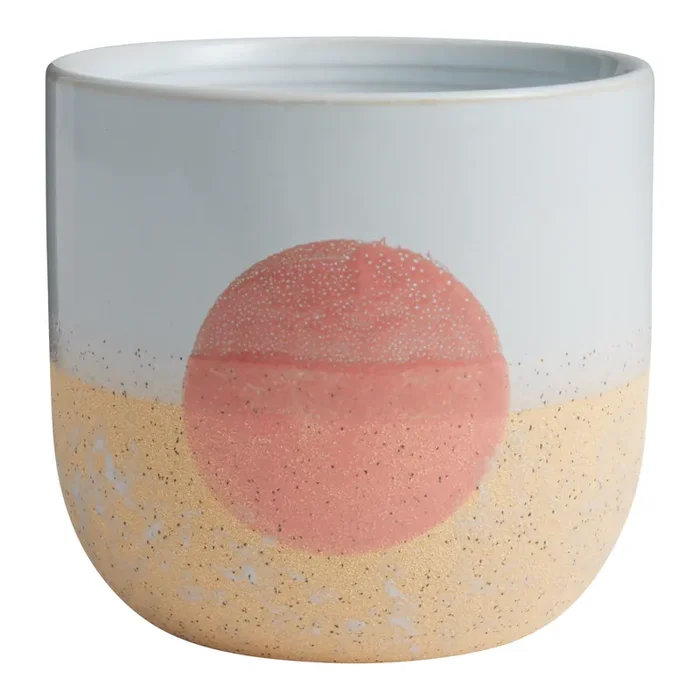 Sunset Sunrise Gray and Apricot Ceramic Planter
