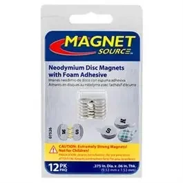 Super Neodymium Disc Magnets with Adhesive, 12-Pk.