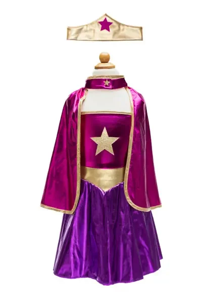 SUPERHERO DRESS CAPE MAG/PUR