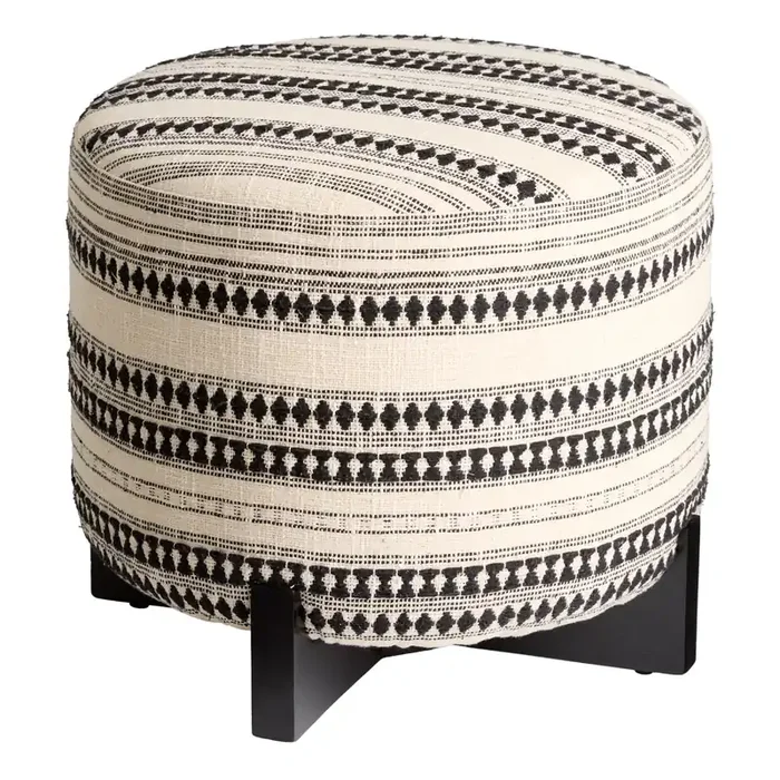 Suri Black and White Stripe Upholstered Ottoman