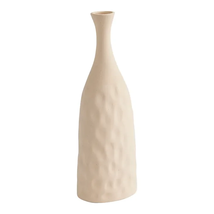 Tall Natural Textured Hammered Ceramic Vase