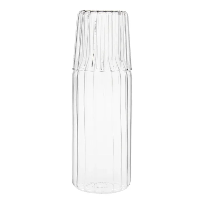 Tall Ripple Glass Bedside Carafe and Cup Set