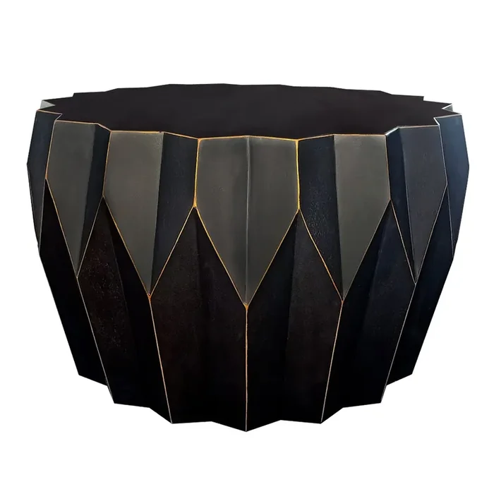 Tallis Round Mango Wood Faceted Geo Coffee Table
