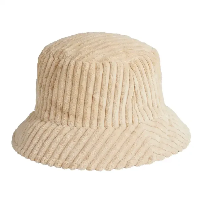Tan Corduroy Quilted Reversible Bucket Hat