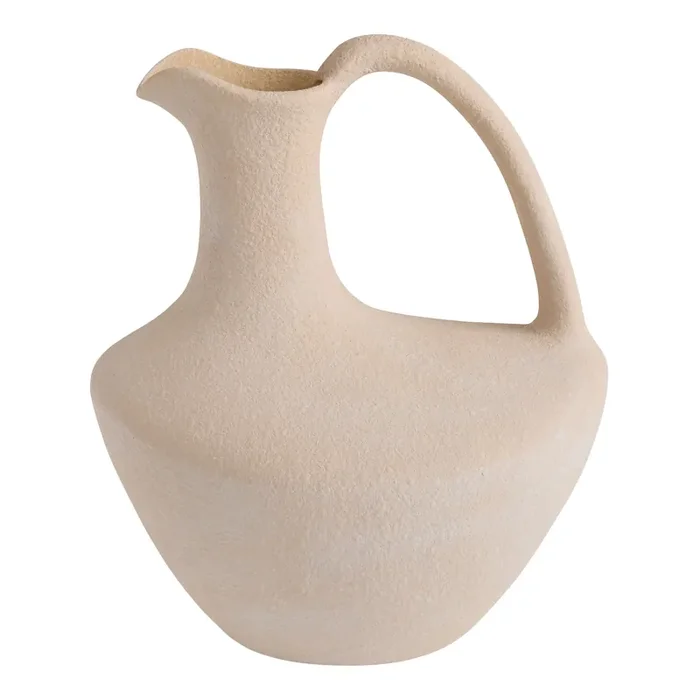 Tan Washed Ceramic Pitcher Vase